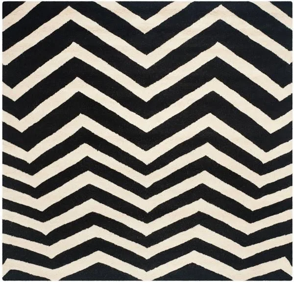 Safavieh Cambridge CAM714K Black - Ivory Rug 6&x 6& Square