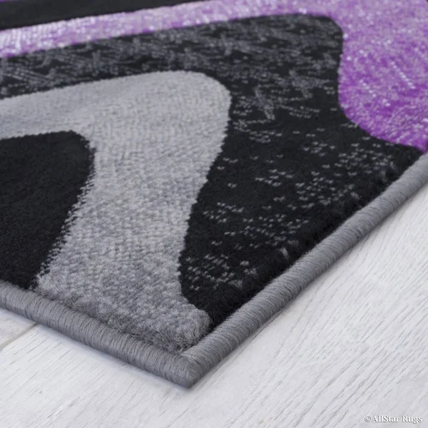 Allstar Chocolate Modern Distressed Wavy Linear Design Rug - 9& 8x22 x 7& 9x22