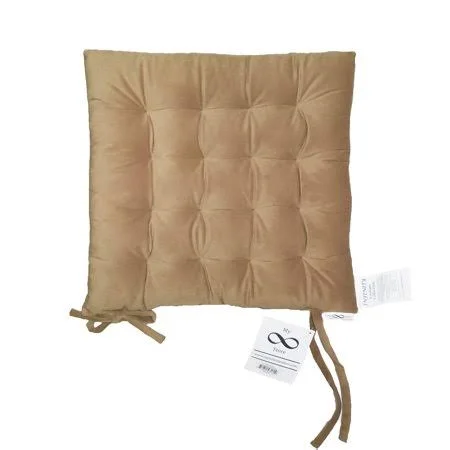 My Infinity Store 16 inch Plush Square Tufted Chair Pad/Cushions Tie-Backs (Camel Brown - 4 Piece), Size: 16 x 16 Square