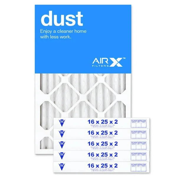 AIRx Filters Dust 16x25x2 Air Filter Replacement Pleated MERV 8, 6-pk