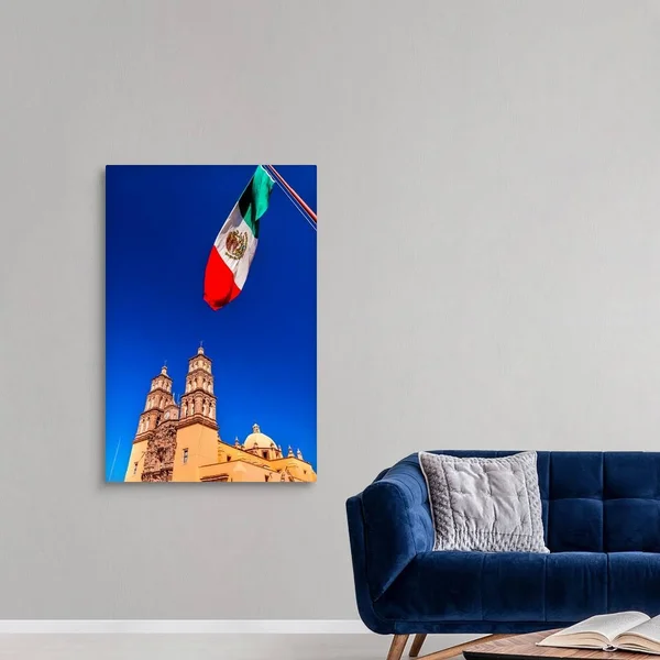 Mexican Flag Parroquia Cathedral, Dolores, Hidalgo, Mexico, Canvas Wall Art, 32x48, Great Big Canvas