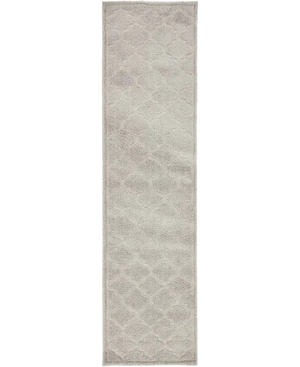 Unique Loom Traditional Trellis Shag Runner Rug - 2& 7 x 10&, Gray