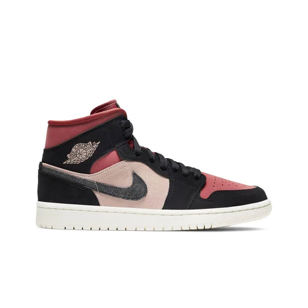 Jordan AJ 1 Mid - Womens Casual Basketball - Particle Beige/Black/Canyon Rust, Size 8.0