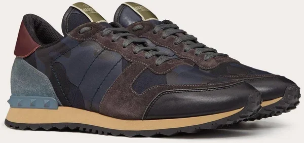 Valentino Garavani Uomo Camouflage Rockrunner Sneaker Man Blue 40