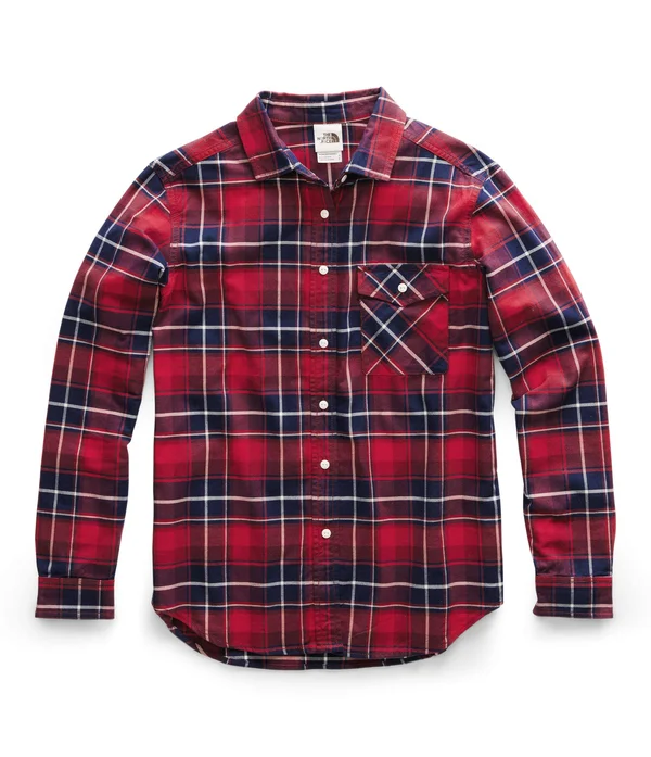 The North Face Women's Long-Sleeve Boyfriend Shirt - TNF Red Berkeley Twill Plaid, XL