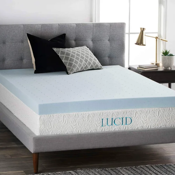 4x22 Memory Foam Mattress Topper Lucid Color: Light Blue - Size: Twin