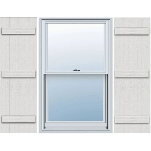Ekena Millwork FBJ06S21X090RUF 21 1/2x22W x 90x22H Rustic Four Board Joined Board-n-Batten Faux Wood Shutters (Per Pair)