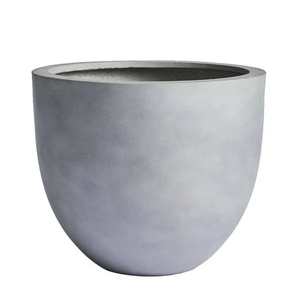 DreamPatio Long Beach 1-Piece Fiberstone Planter - 12x12x10 - Silver