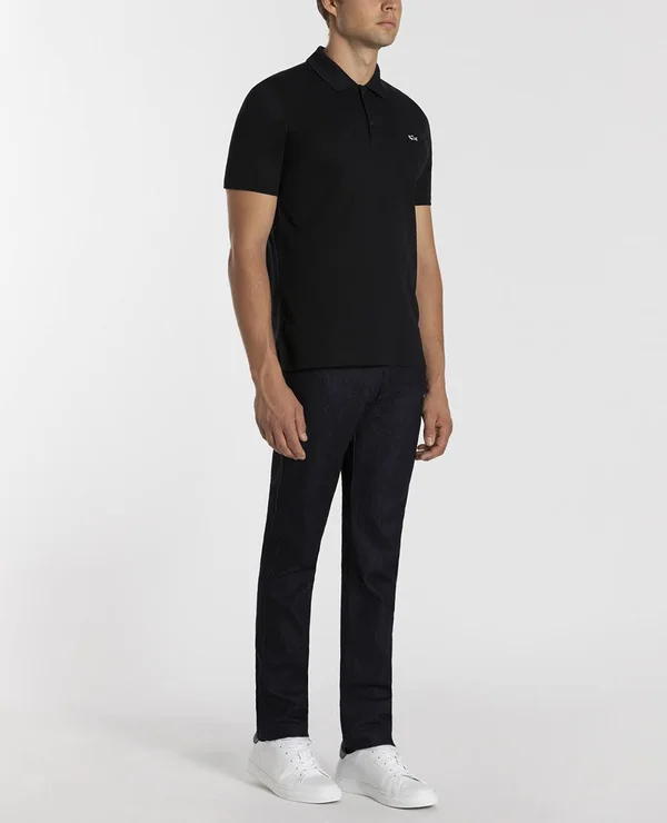 Paul & Shark Organic Cotton Piqué Polo with Shark Badge - Black