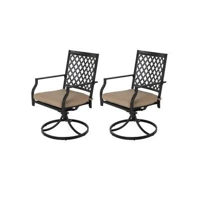 Hughey Swivel Patio Dining Armchair with Cushion Alcott Hill