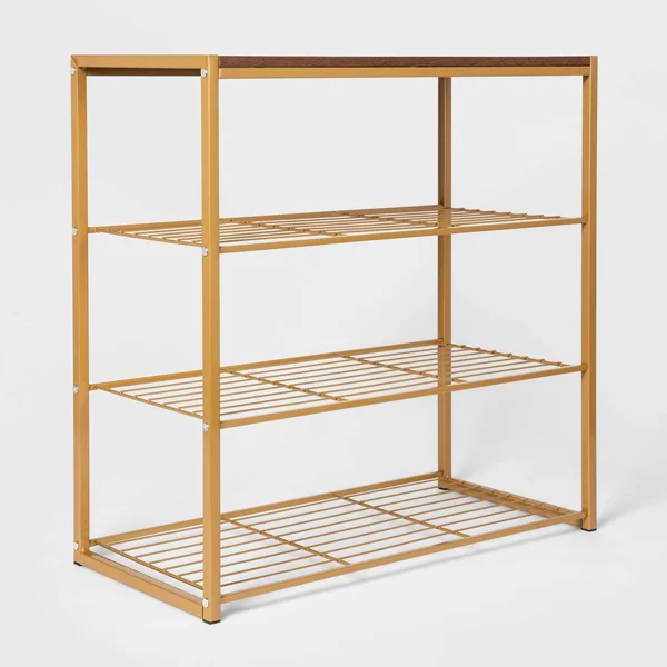 4 Tier Shoe Rack Walnut Wood Grain Top Beige - Threshold