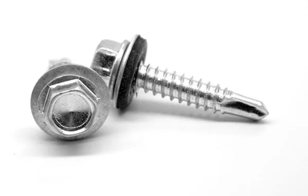 #10-16 x 1 Self Drilling Screw Hex Washer Head with Bonded Neoprene Washer #3 Point Stainless Steel 18-8