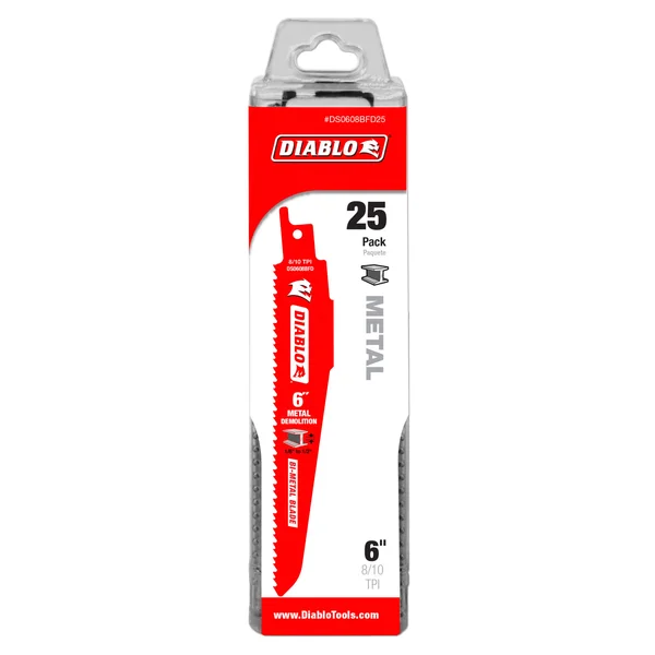 Diablo DS0608BFD25 Steel Demon Bi-Metal Reciprocating Blade, 6 inch
