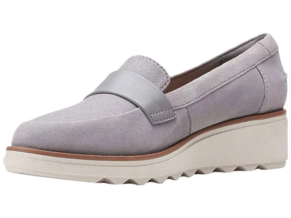 Clarks Sharon Gracie Women's Shoes Grey Suede : 7.5 D - Wide