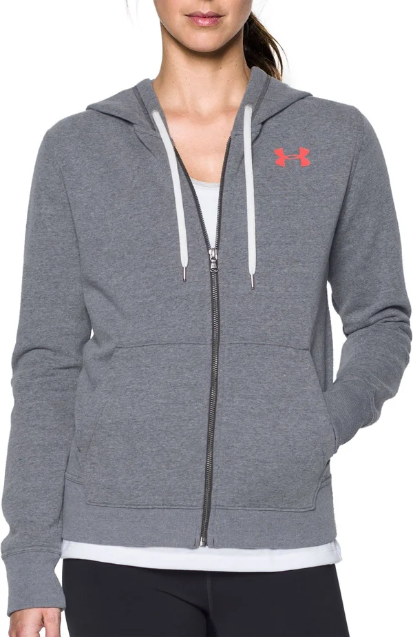 Under Armour Women's Favorite Fleece Full Zip Hoodie, Carbon Heather /Charcoal, Large