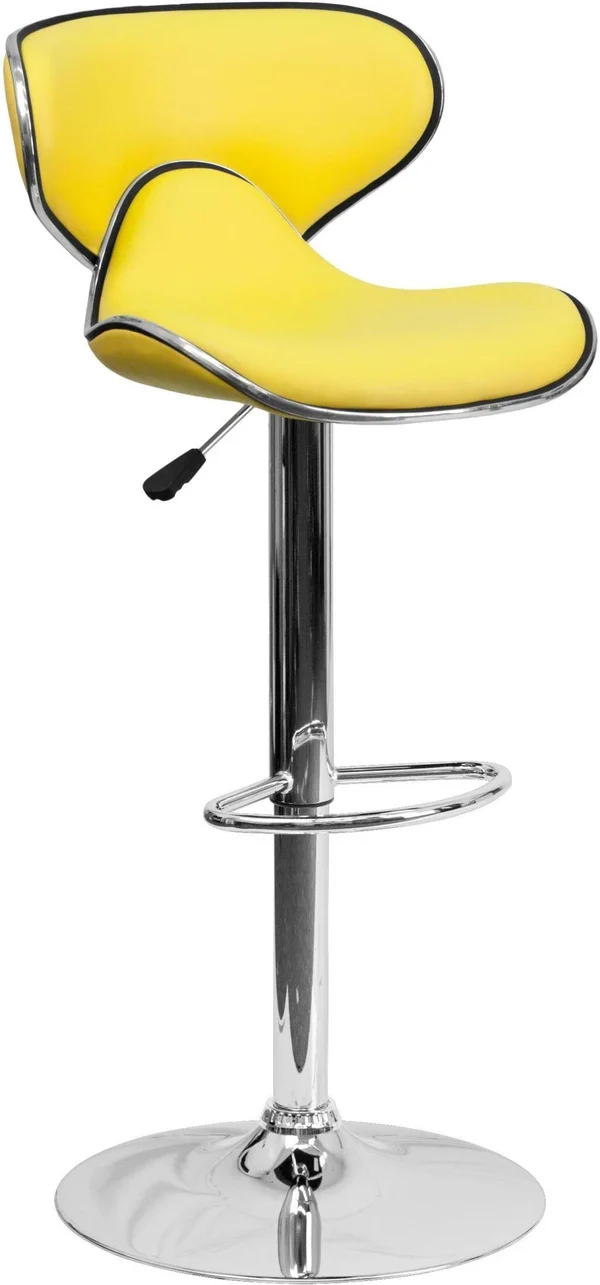 Flash Furniture Contemporary Cozy Vinyl Adjustable Bar Stool, Yellow