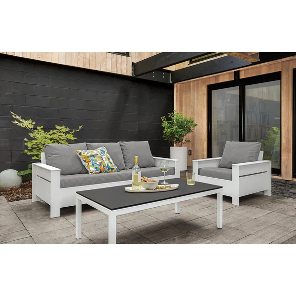 Room & Board - Modern Parsons Outdoor Coffee Table w/ 1x22 Leg 24d 48W 16h in Red, Red Recycled HDPE Top w/ Ocean Blue Base