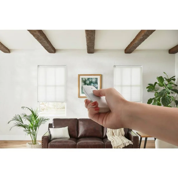 Home Decorators Collection White Cordless Light Filtering Motorized Cellular Shade with Remote Control-60.75 in. W x 72 in. L, W