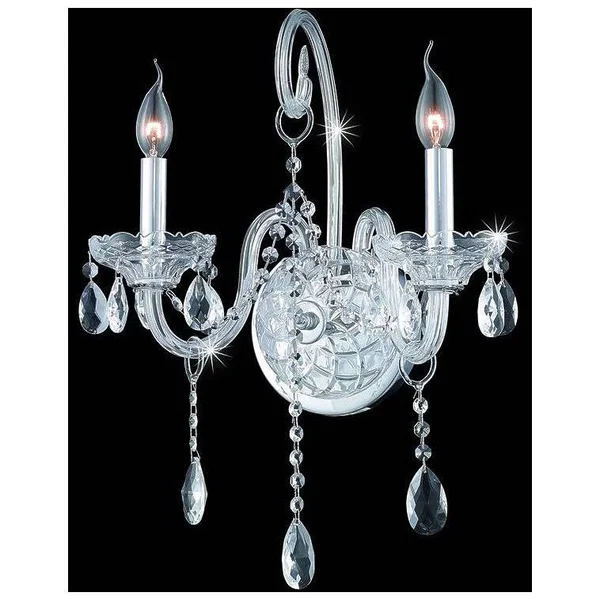 Elegant Lighting Verona 2 Light Chrome Wall Sconce Clear Swarovski Elements Crystal (7952W2C/SS)