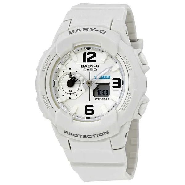 Casio BGA-230-7B2DR Baby-G Ladies Quartz Watch; White Dial; 41 mm Resin Bracelet