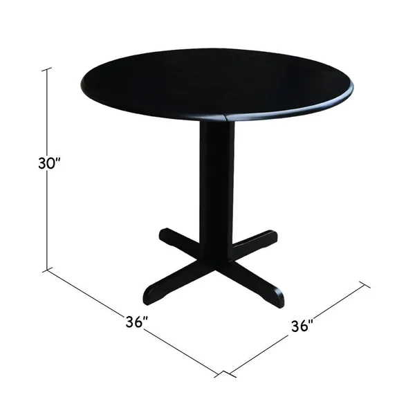International Concepts 36x22 Dual Drop Leaf Table with 2 San Remo Chairs, Black
