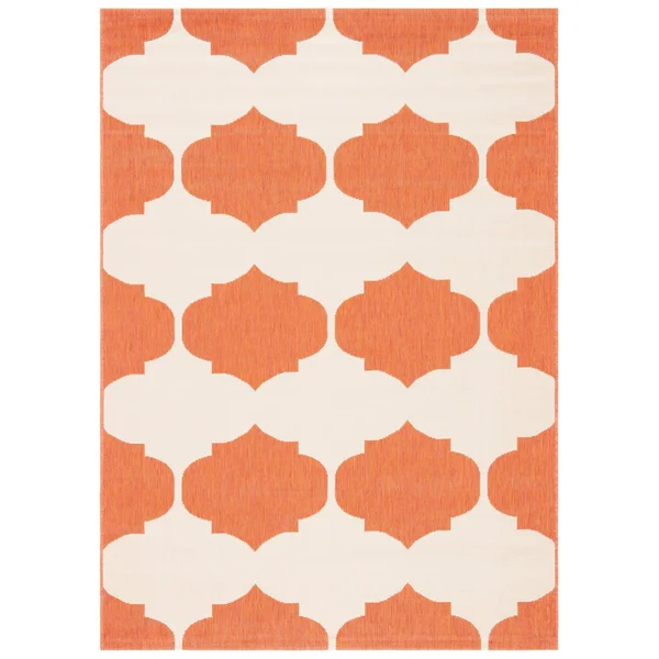 Safavieh Courtyard Beige & Blue 5&-3x22 x 7&-7x22 Indoor/Outdoor Rug