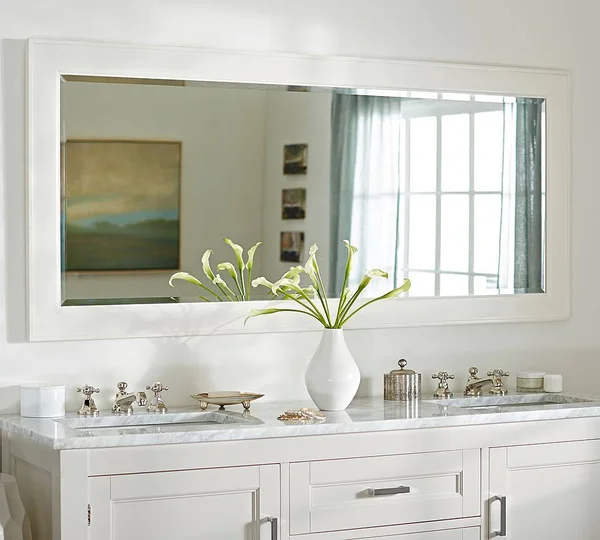 Classic Double Wide Mirror, White - Wall Mirrors - Wall Decor