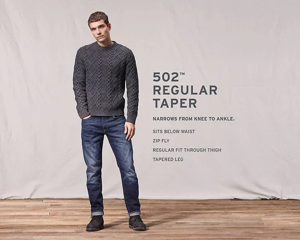 Levi&s 502 Taper Fit Men's Jeans - Caraway Soft Wash 34x29