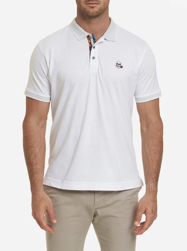 Robert Graham Easton Short Sleeve Knit Polo (White) Men's Clothing