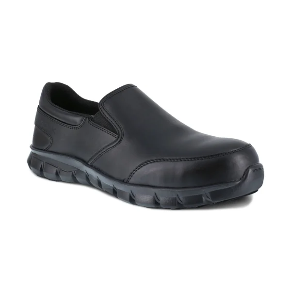 Men's Reebok Work Sublite Cushion Work RB4036 Slip-On, Adult, Size: 8.5, Black Leather
