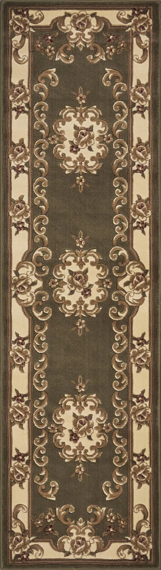 Kas Corinthian 5312 Aubusson 7&7x22 x 10&10x22 Green - Ivory Area Rug