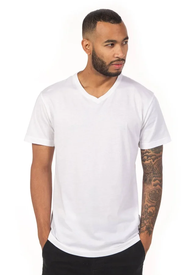 Ably Apparel Jamison V-Neck Cotton T-Shirt - Repels Liquids, Stains, and Odors