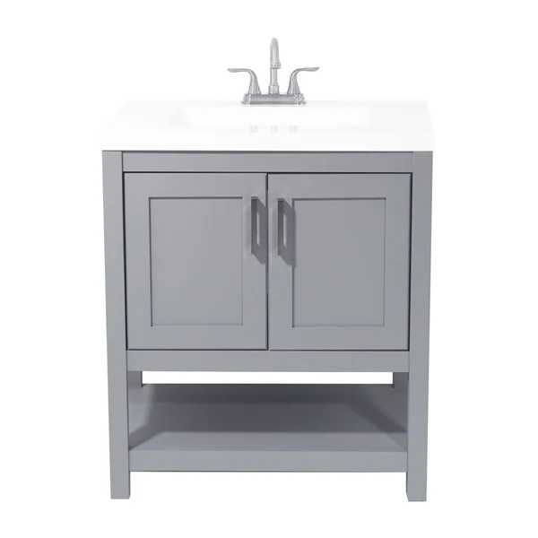 Tufino Bath Vanity with Cultured Marble or Quartz Stone Top (Color: White, Vanity Top: Quartz Galaxy White, Size: 25x22)