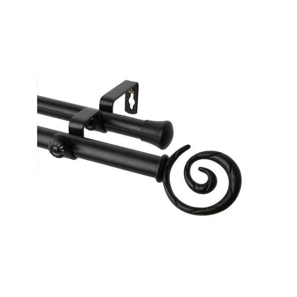 Rod Desyne Spiral Double Curtain Rod, Black