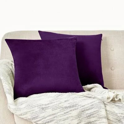 Mercer41 Soft Fabric Velvet Throw Pillow Covers Mercer41 Color: Eggplant Purple - Size: 24x22 x 24x22