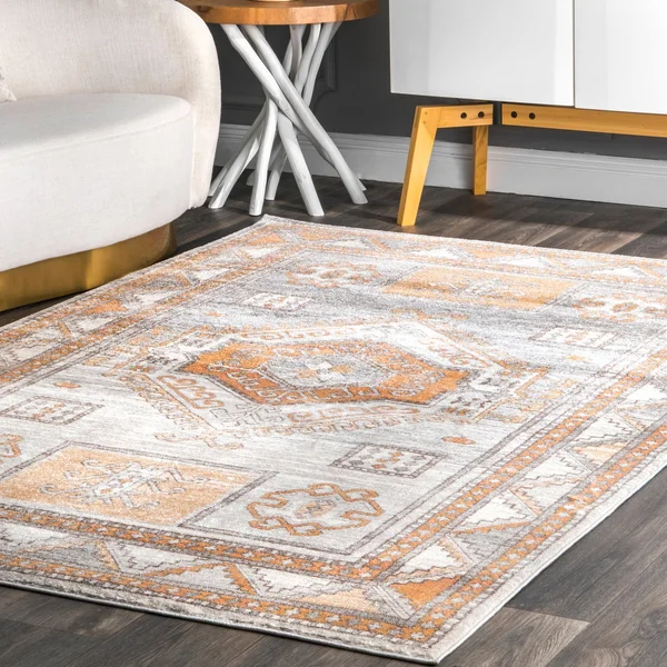 nuLOOM Transitional Vintage Ella Ornamental Pyramid Tribal Area Rug Orange 6& 7x22 x 9& Medallion, Tribal, Border 6& x 9& Indoor