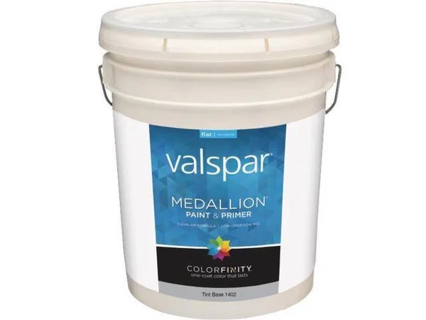 Valspar 1402 Interior Latex Wall Paint, Flat, Tint Base, 5 Gal Pail