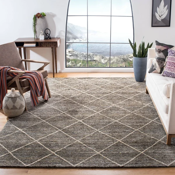 Safavieh Handmade Himalaya Modern & Contemporary Trellis Blue/Gold Wool Rug - 8& x 10&