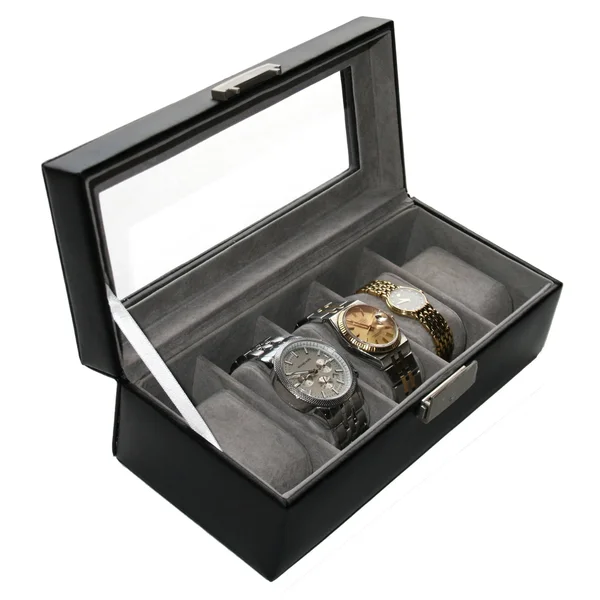 Royce Leather 5 Slot Watch Box Brown