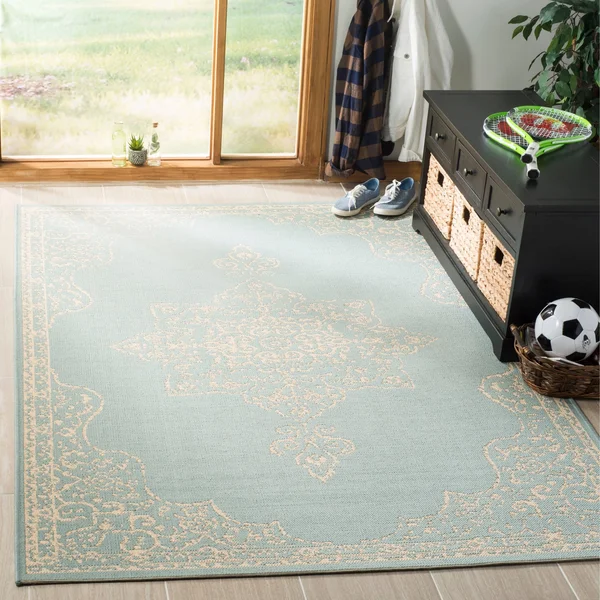 Safavieh Linden LND180L 4&0x22 x 6&0x22 Cream - Aqua Area Rug