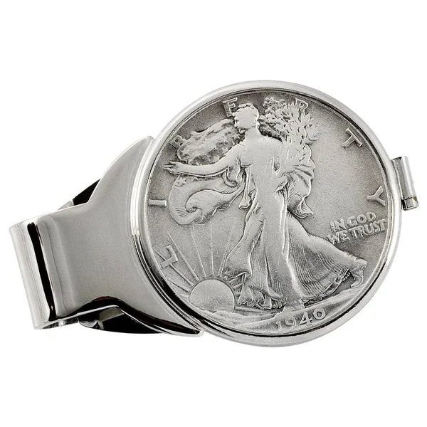 American Coin Treasures Year to Remember Silvertone Half Dollar Coin Money Clip (Year 1953), Men's