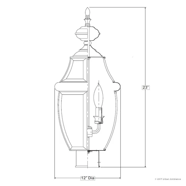 Urban Ambiance Luxury Colonial Outdoor Post Light, Large Size: 23 inchh x 12.5 inchw, with Tudor Style Elements, Versatile Desig