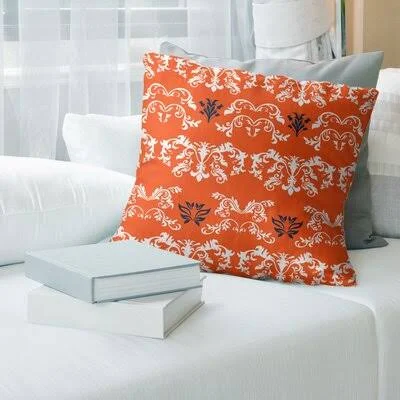 Denver Football Baroque Square Pillow Cover East Urban Home Color: Coral/White/Black - Size: 18x22 x 18