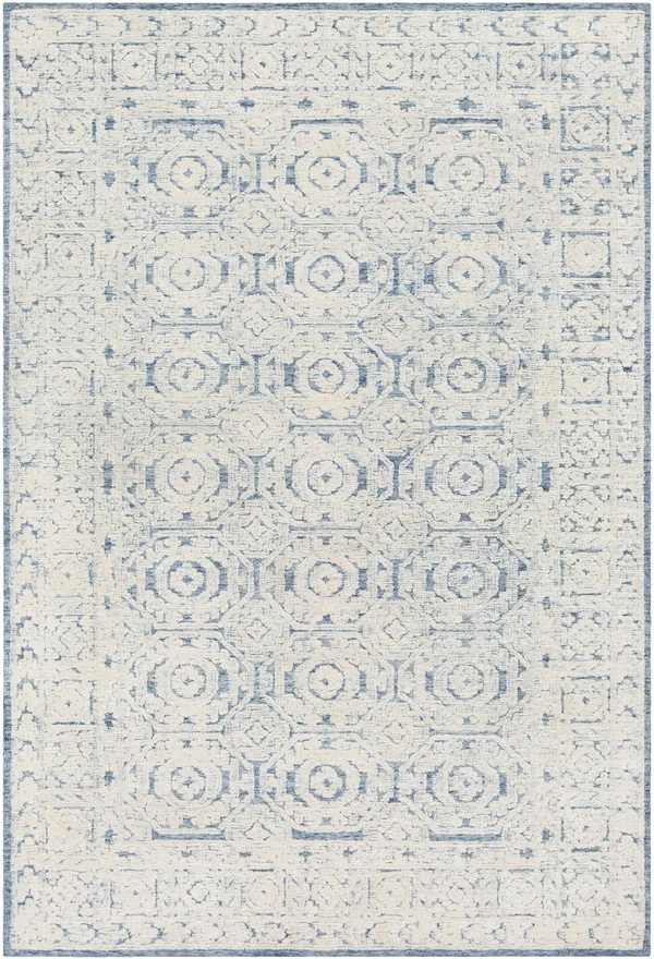 Transitional BHS-0047367 Tufted Wool Blue Medallion Area Rug