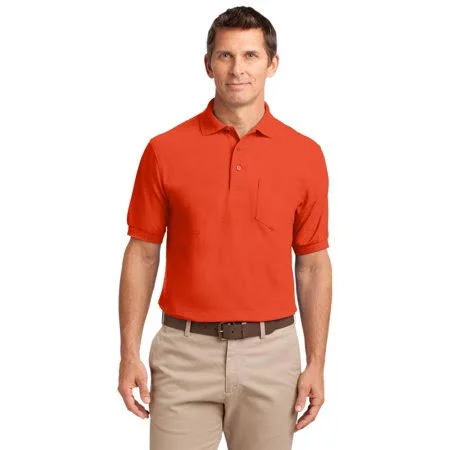 12 Customized Port Authority K500P Men's 5 oz Silk Touch Polo with Pocket - Orange - 4XL