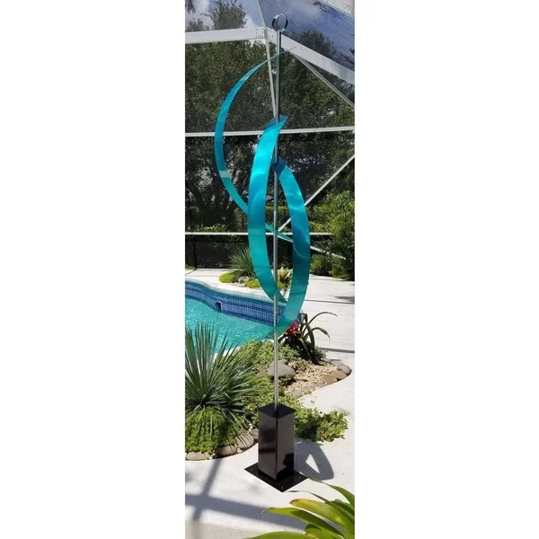 Statements2000 82 inch Extra Large Abstract Metal Garden Sculpture Indoor/Outdoor Art by Jon Allen - Aqua Centinal, Aqua Blue