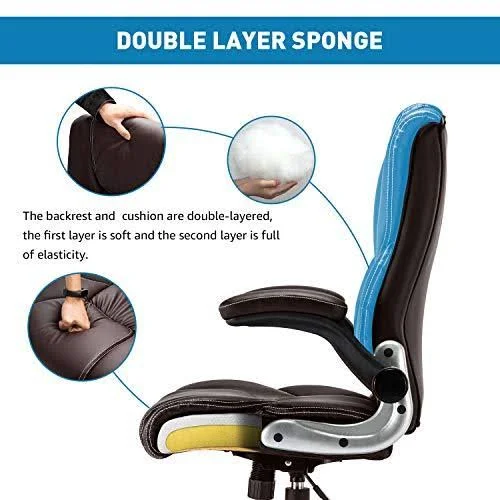 YAMASORO Leather Office High Back Computer Gaming Desk Chair Executive Ergonomic Lumbar SUPPORT, Brown