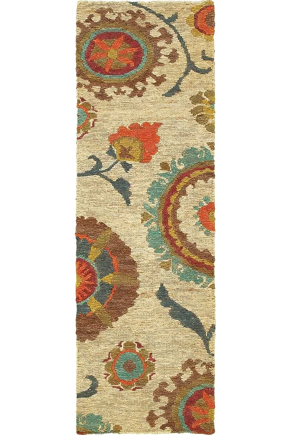 Tommy Bahama Valencia 57710 Beige/ Multi Area Rug - 3&6x22 x 5&6x22