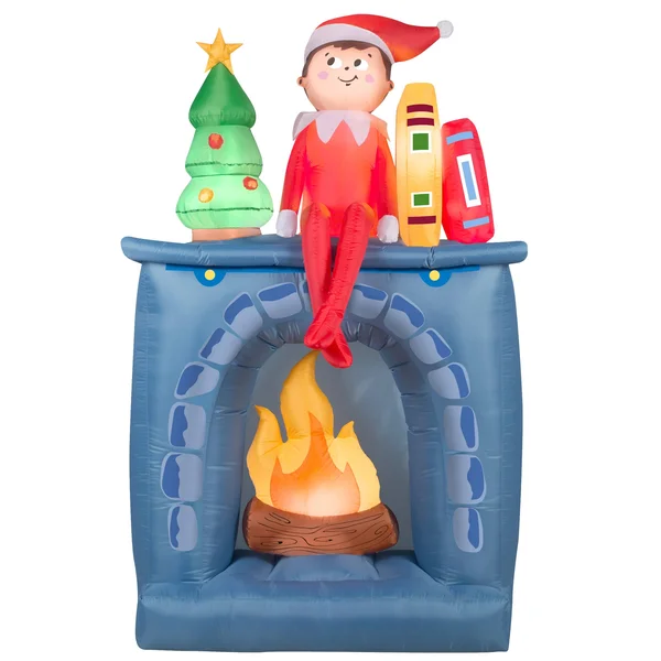 National Tree Company Inflatable Elf and Fireplace