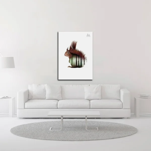 Tangletown Fine Art 26x22 x 18x22 Squirrel by Clean Nature Print on Canvas